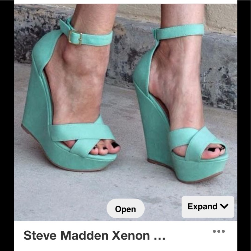 Women’s Mint Green (Teal) Wedge High Heels Size 7